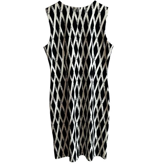 J. McLaughlin Devon Crewneck Dress Black Ivory River Cane L - Picture 4 of 8